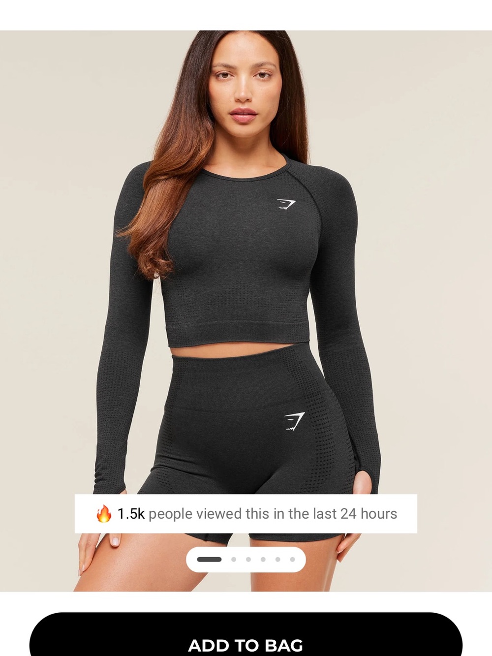 Gymshark Black Seamless Long Sleeve Crop Top and leggings